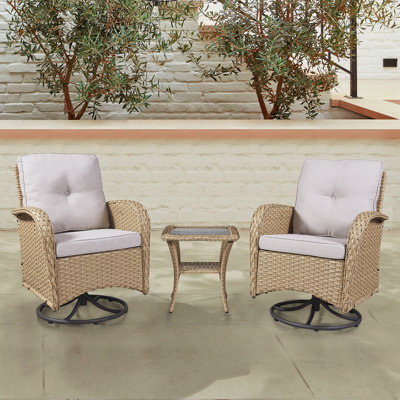 Gaetanino 2- Person Wicker Outdoor Seating Group with Cushions by Red Barrel Studio