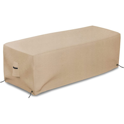 Rectangular Firepit Cover, Highly Durable 12 Oz, Waterproof & UV-Resistant With Airpockets & Drawstring (32" W X 22" D X 17" H, Beige) by Arlmont & Co.