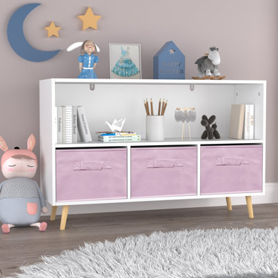 Hibo 23.62" H x 35.43" W Toy Storage Bookcase with Bins by George Oliver