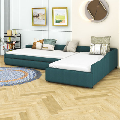 Karesinda Twin Size Upholstered Daybed with Trundle and Drawer by Hokku Designs