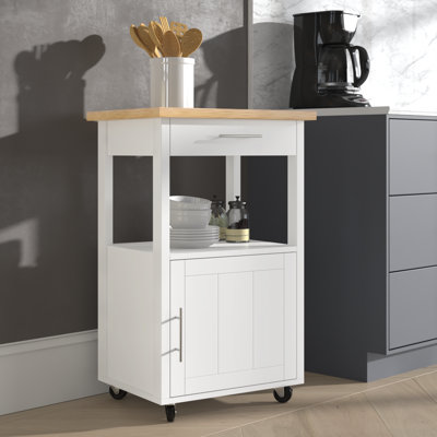 Arthalia Kitchen Island Cart With Storage,Rolling Kitchen Island Side Table On Wheels With Worktop,Single Door Storage Cabinet And Drawer For Kitchen, by Wade Logan