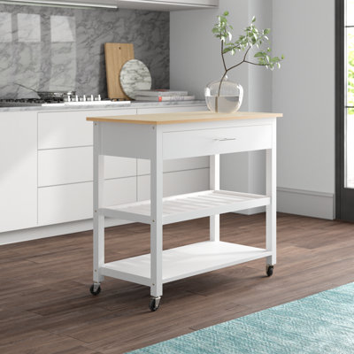 Aresha Kitchen Island Cart With Storage,Rolling Kitchen Island Side Table On Wheels With Large Worktop,Storage Cabinet,Towel Rack,Drawers And Open She by Wade Logan