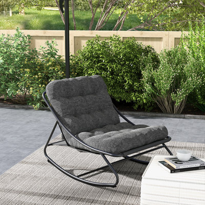 Outdoor Caili Rocking Metal Chair with Cushions by Wade Logan