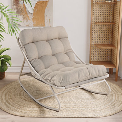 Outdoor Caili Rocking Metal Chair with Cushions by Wade Logan