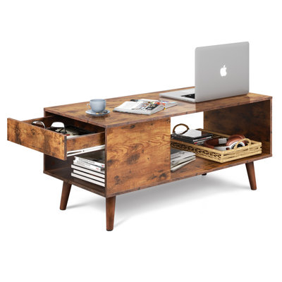 Abdulwahid Mid Century Wood Coffee Table with 1 Storage Drawer for Living Room by Millwood Pines