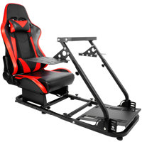 Flight Simulation Cockpit with Red Racing Seat Fit for Logitech X52 X52pro X56 G29 by Inbox Zero