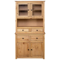 Cabinet Wooden Display Case Storage Cabinet Solid Pine Panama Range by Red Barrel Studio