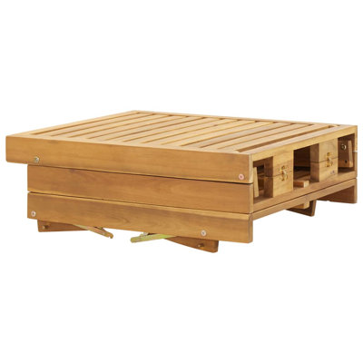 Patio Lounge Chair with Cushion Outdoor Sunlounger Solid Acacia Wood by Latitude Run