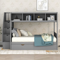 Gurutz Twin over Full 5 Drawer Standard Bunk Bed with Shelves by Harriet Bee by Harriet Bee