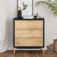 Brimar Modern Farmhouse 3 Drawers Accent Chest, Rustic Nightstand with 3 Drawers by Wade Logan