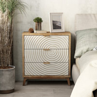 Brimar Modern Farmhouse 3 Drawers Accent Chest, Rustic Nightstand with 3 Drawers by Wade Logan