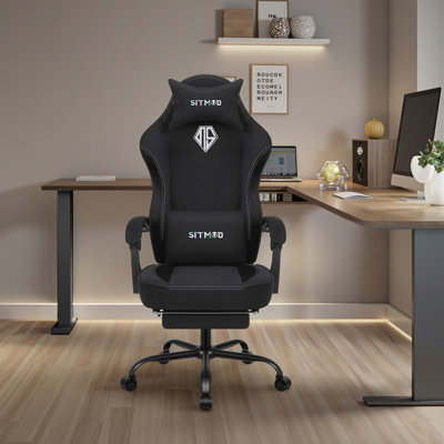 Gaming Chair With Footrest-pc Computer Ergonomic Video Game Chair-backrest And Seat Height Adjustable Swivel Task Chair For Adults With Headrest And L by SITMOD