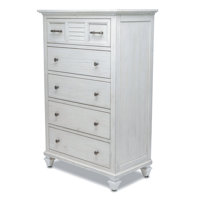 Arnesha Perfect Coastal 5 Drawer 32" W White Solid Wood Chest by Rosalind Wheeler
