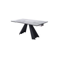 Daryla 63" Clear And Black Glass And Metal Drop Leaf Pedestal Base Dining Table by Orren Ellis