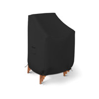 Stackable Chair Cover 12 Oz Waterproof - 100% Weather Resistant PVC Coated Patio Furniture Cover With Air Pockets & Drawstrap For Snug Fit by Arlmont & Co.