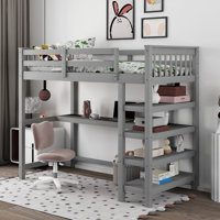 Gerlean Solid Wood Loft Bed with Shelves by Harriet Bee by Harriet Bee