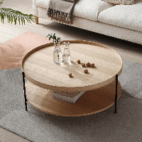 Stylish & Modern Dualta, 3 Legs Tray Top Round Coffee Table with Storage Shelf by 17 Stories