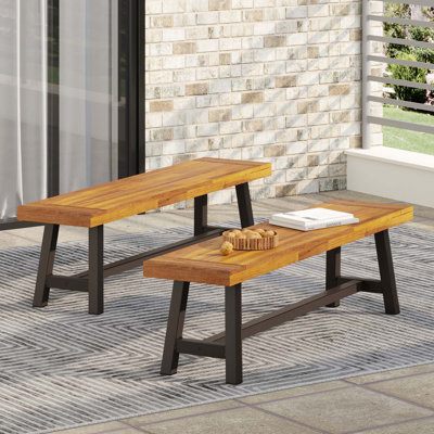 Urso Set of 2 Outdoor Wooden Carlisle Benches by Gracie Oaks