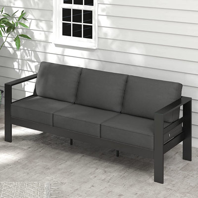 Arnhildur Bolanle 76" Wide Outdoor Patio Sofa with Cushions by Wade Logan
