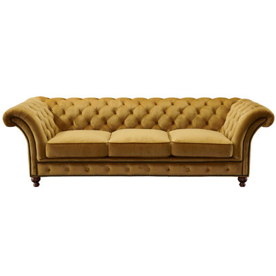 Jarique 98" Velvet Rolled Arm Chesterfield Sofa by Rosdorf Park