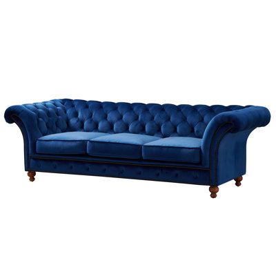 Jarique 98" Velvet Rolled Arm Chesterfield Sofa by Rosdorf Park