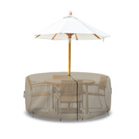 Heavy Duty Multipurpose Waterproof Outdoor Round Dining Table & Chair Set Cover with Umbrella Hole by Arlmont & Co.