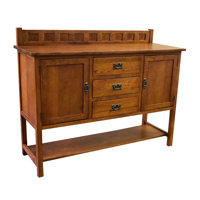 Dyshawn 58" Wide 3 Drawer Oak Solid Wood Sideboard by Loon Peak