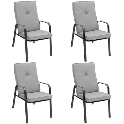 Baugus Stacking Patio Dining Armchair with Cushion by Latitude Run