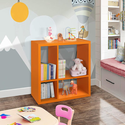 Naropa 4‑Cube Open Bookcase Toy and Storage Shelf Organizer Kids Playroom Bedroom Nursery Storage Unit Modern Horizontal Vertical Display Kids Room Fu by Isabelle & Max