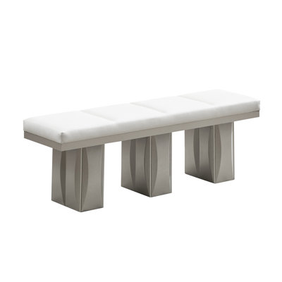 Laronda Dining Bench with Cushioned Seat and Wood Base, Modern Rectangular Design by Wildon Home