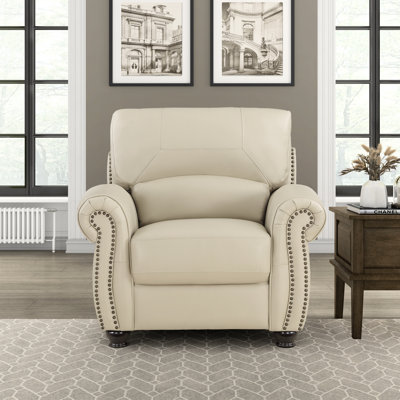 Neoga Genuine Top Grain Leather Roll Arm Chair