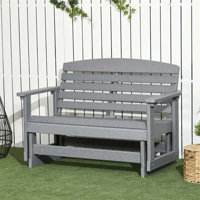 Outsunny 2-Person HDPE Glider Bench - 45° Smooth Rocking & Weatherproof Slatted Design by Arlmont & Co.