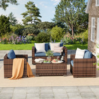 Azoriah Wicker 4 - Person Outdoor Seating Group with Storage by Latitude Run