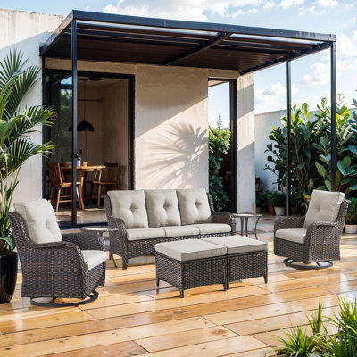 Bonia 7 Piece Rattan Sofa Seating Group with Cushions