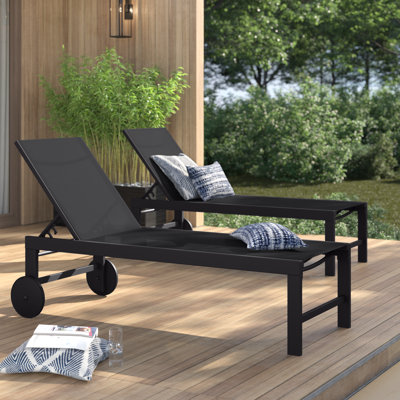 Arlenne 57.8" Long Reclining Patio Chaise Lounges by Wade Logan