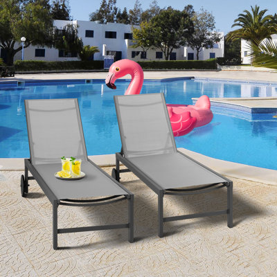 Arlenne 57.8" Long Reclining Patio Chaise Lounges