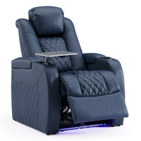 Mixell 35" Wide Genuine Leather Power Rocker Home Theater Recliner by Red Barrel Studio