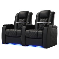 Tanksley 61.5" Wide Genuine Leather Power Rocker Home Theater Recliner by Wildon Home