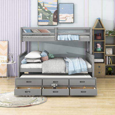 Greylin Twin over Full 3 Drawer Standard Bunk Bed with Trundle by Harriet Bee by Harriet Bee