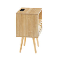 Okawville Rattan Nightstand with Drawer Bed Side Table Modern Nightstand Bedroom End Tables
