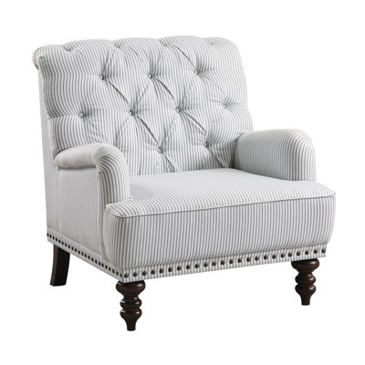 Auguust 34" Traditional Tufted Polyester Living Room Chair - Velvet Living Room Chair with Tufted Design, Elegant Nailhead Trim and Sturdy Espresso Wo by Alcott Hill