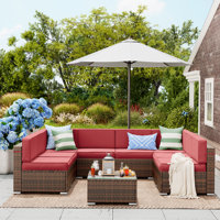 Angeli 8-Person Furniture Sets with Coffee Table, 1 Waterproof Covers by Latitude Run