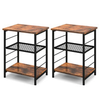 Steel Nightstand in Rustic Brown
