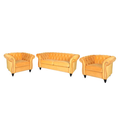 Ethanjames 3 Piece Velvet Living Room Set