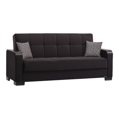 Neubauer 87 in. Fabric Upholstered 3-Seater Twin 3-in-1 Sleeper Sofa Bed with Storage by Orren Ellis