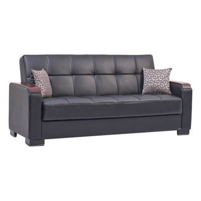 Neubauer 87 in. Vegan Leather 3-Seater Twin 3-in-1 Sleeper Sofa Bed with Storage