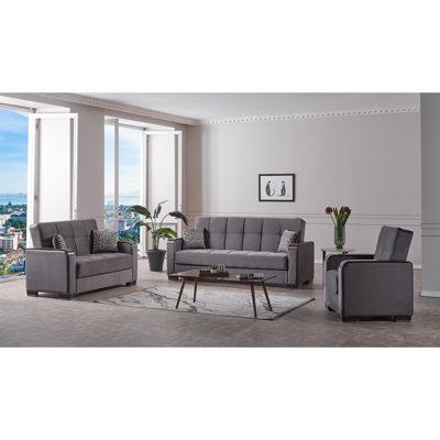 Neubauer 65 in. Fabric Upholstered 2-Seater 3-in-1 Sleeper Loveseat Sofa Bed with Storage by Orren Ellis