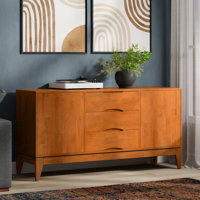 Harper 60"W Solid Wood Mid-Century 2-Door Sideboard Buffet with 3 Drawers by Simpli Home