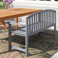 Analys Outsunny 56" Outdoor Wood Bench, 2-Seater Garden Bench with Backrest and Armrest, Patio Bench by Lark Manor