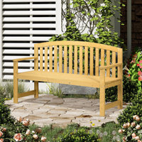 Analys Outsunny 56" Outdoor Wood Bench, 2-Seater Garden Bench with Backrest and Armrest, Patio Bench by Lark Manor